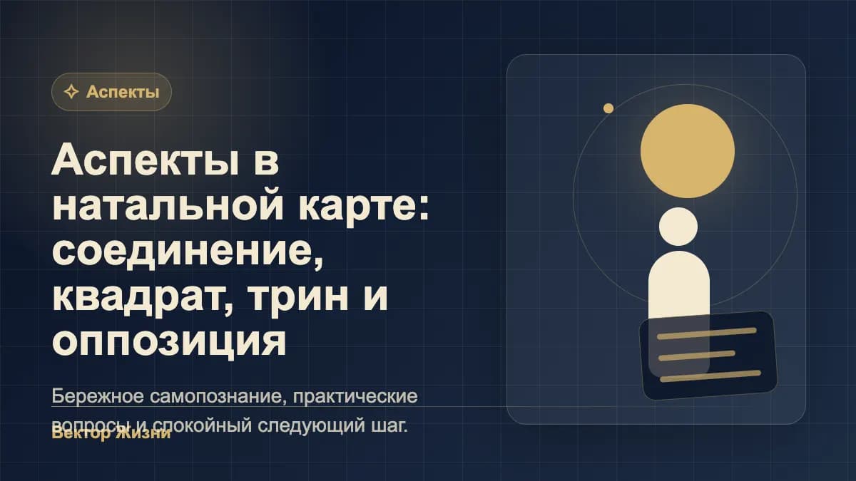 Иллюстрация к статье «Аспекты в натальной карте: соединение, квадрат, трин и оппозиция»